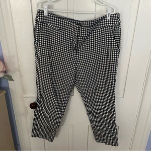 LOFT Black and White Checkered Cropped Capri Pants